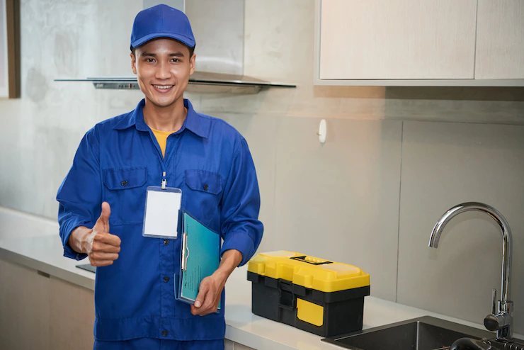cheerful-asian-plumber-standing-near-kitchen-sink-showing-thumb-up_1098-17826